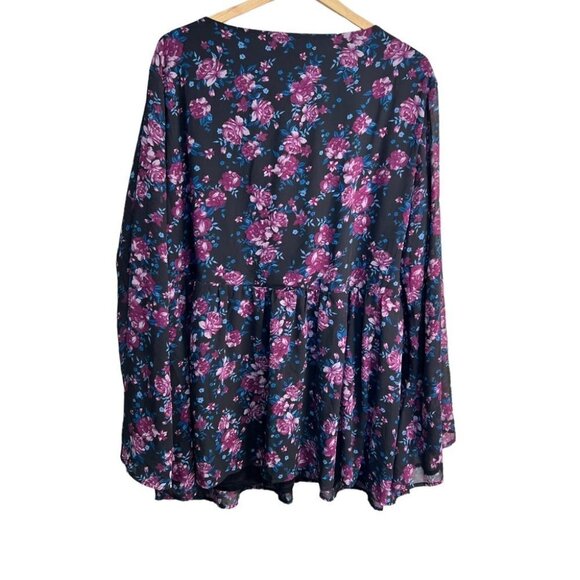 Torrid Floral Print Chiffon Lace Up Blouse Size 3x - Picture 7 of 9